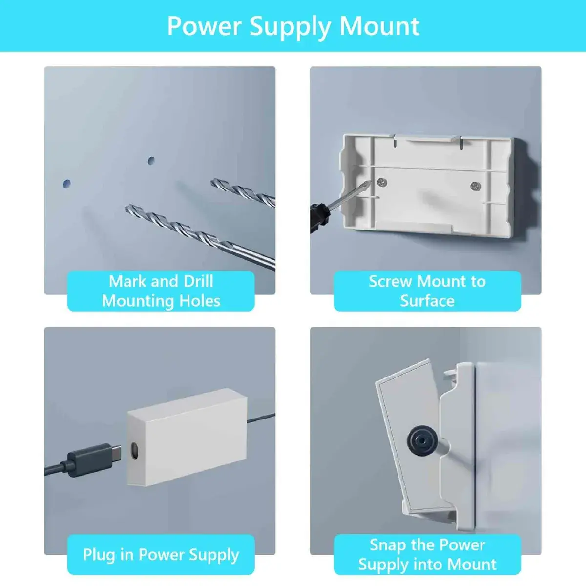Starlink V3 power supply fixed on wall mount bracket